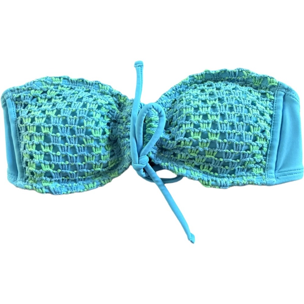 Wild Fable XXS Blue Crochet Bandeau Bikini Top Strapless Swim Top NWOT Y2K Style